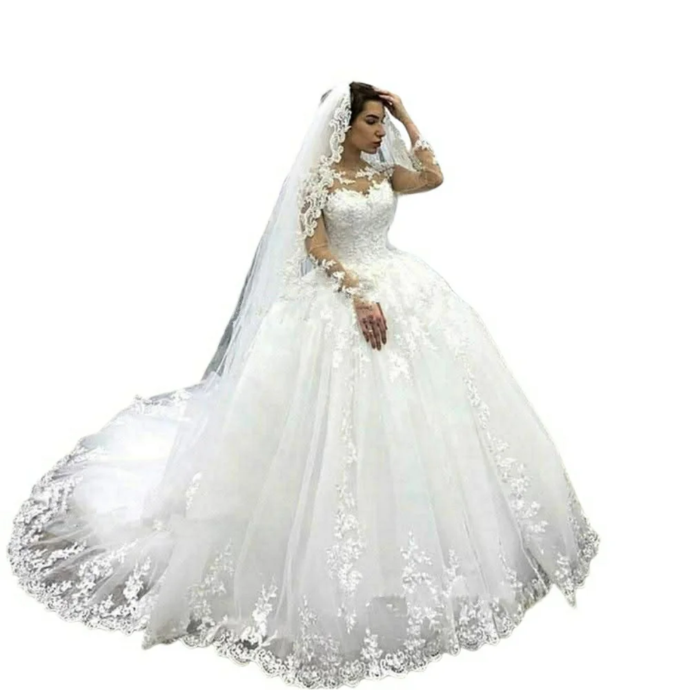 Plus Size Elegant White Lace Wedding Dress - Picture 9 of 9